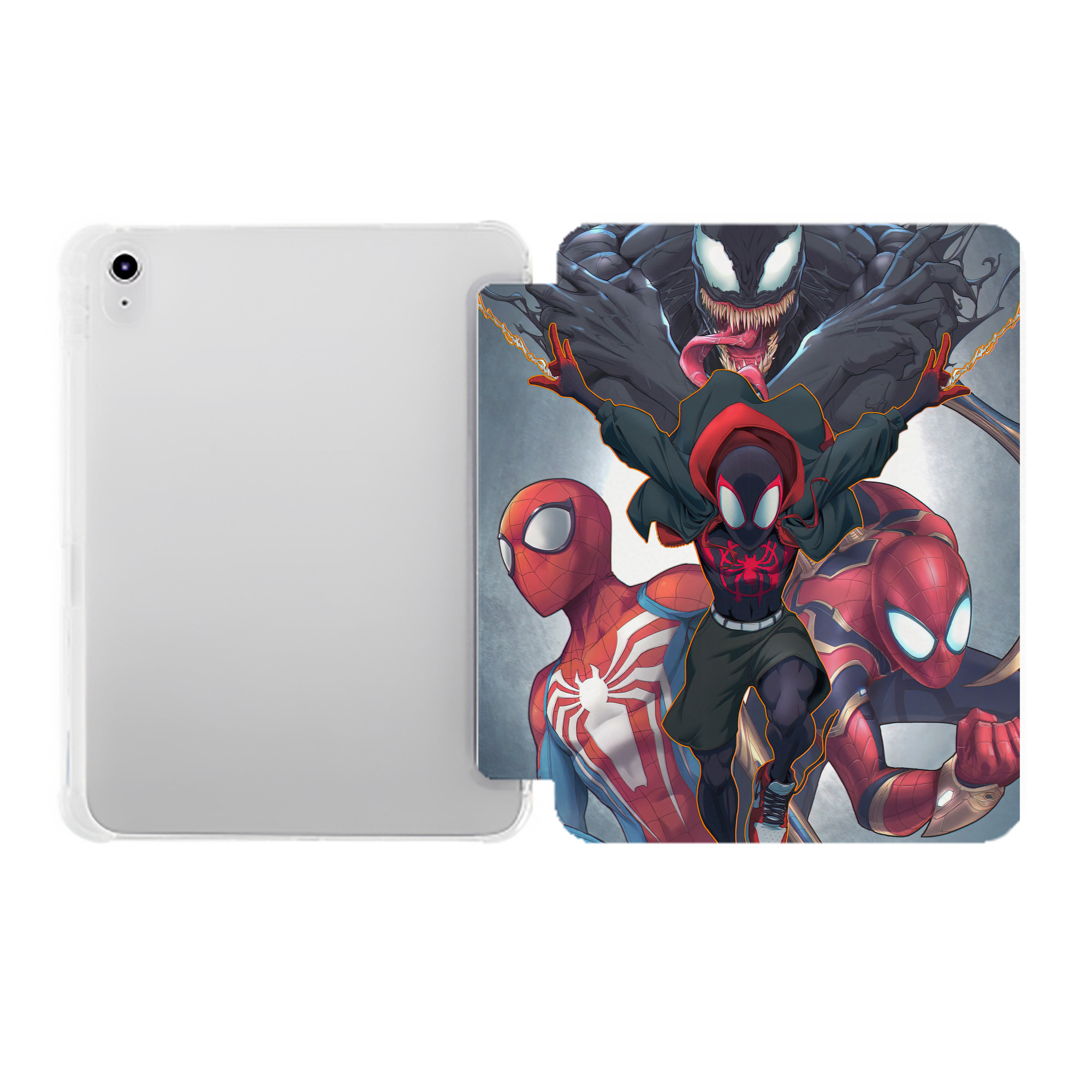 （画像用） Spider Man スパイダーマン IPad ケース ペン収納付き 三つ折りスタンド PUレザー×シリコン 対応機種9.5/10.5/10.9インチ